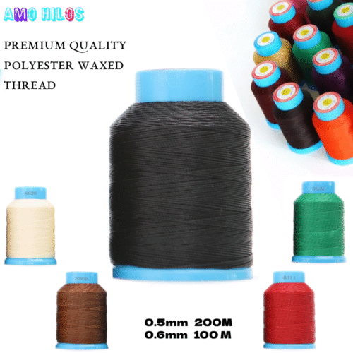 Amo Hilos Premium Quality Polyester Waxed Thread main 0.45mm High Quality Round Polyester Waxed Thread Leather Sewing wallets bags belts Bracelet Jewelry String 200m