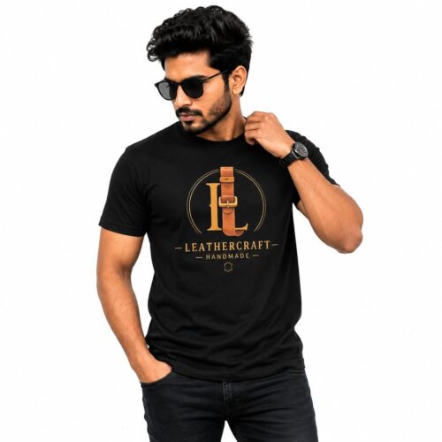 2026/06/9090.jpg Premium Unisex Tshirt For Leathercraft lovers DTF Print TShirt – Handmade Artisan Style for Leathercrafters 220 GSM Single Jersey Black Color T shirt